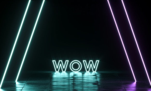 Wow lettering insegna al neon