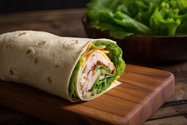 Wrap salato ripieno di lattuga di tacchino e formaggio