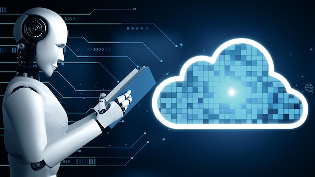 Xai ai robot huminoid uses cloud computing technology to store data on online server
