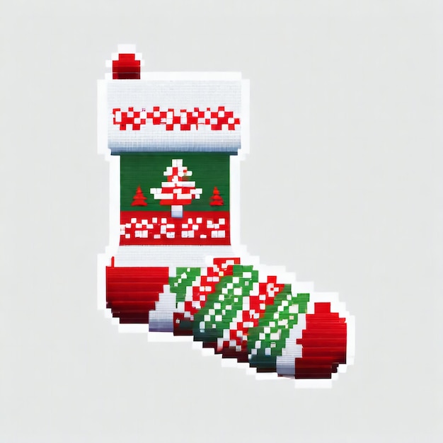 Xmas Sock Pixel Art Design Calze Abbigliamento creativo