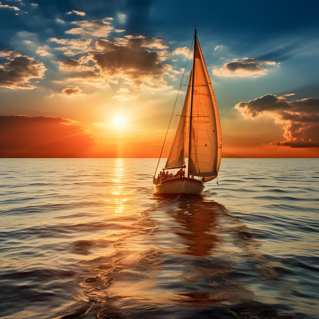 Yacht a vela in mare in una giornata di sole 3d render