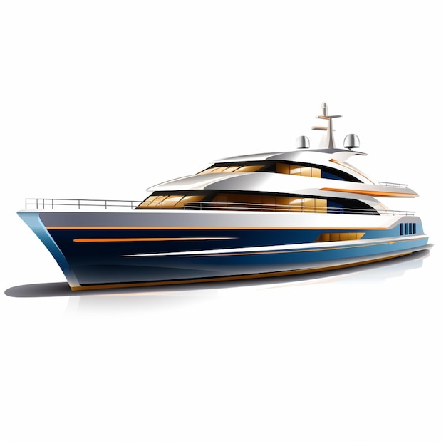 yacht arafed su sfondo bianco con una striscia blu e oro ai generativa