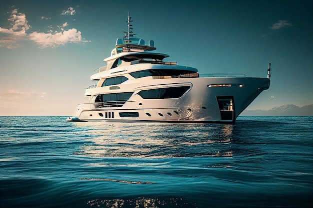 Yacht che galleggia nel mare generativo ai