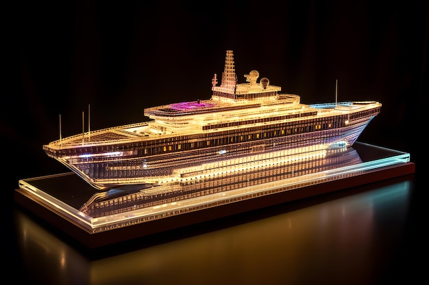 Yacht con illuminazione al neon Rete neurale AI generata