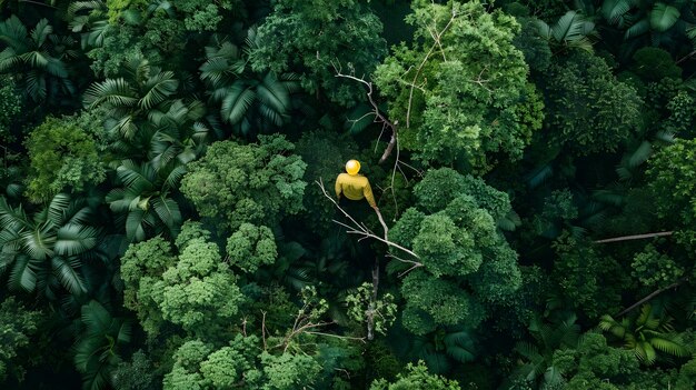 Yellow Bird in Rainforest Tree Per mostrare la bellezza della natura e i colori vivaci della foresta pluviale con un approccio artistico concettuale unico