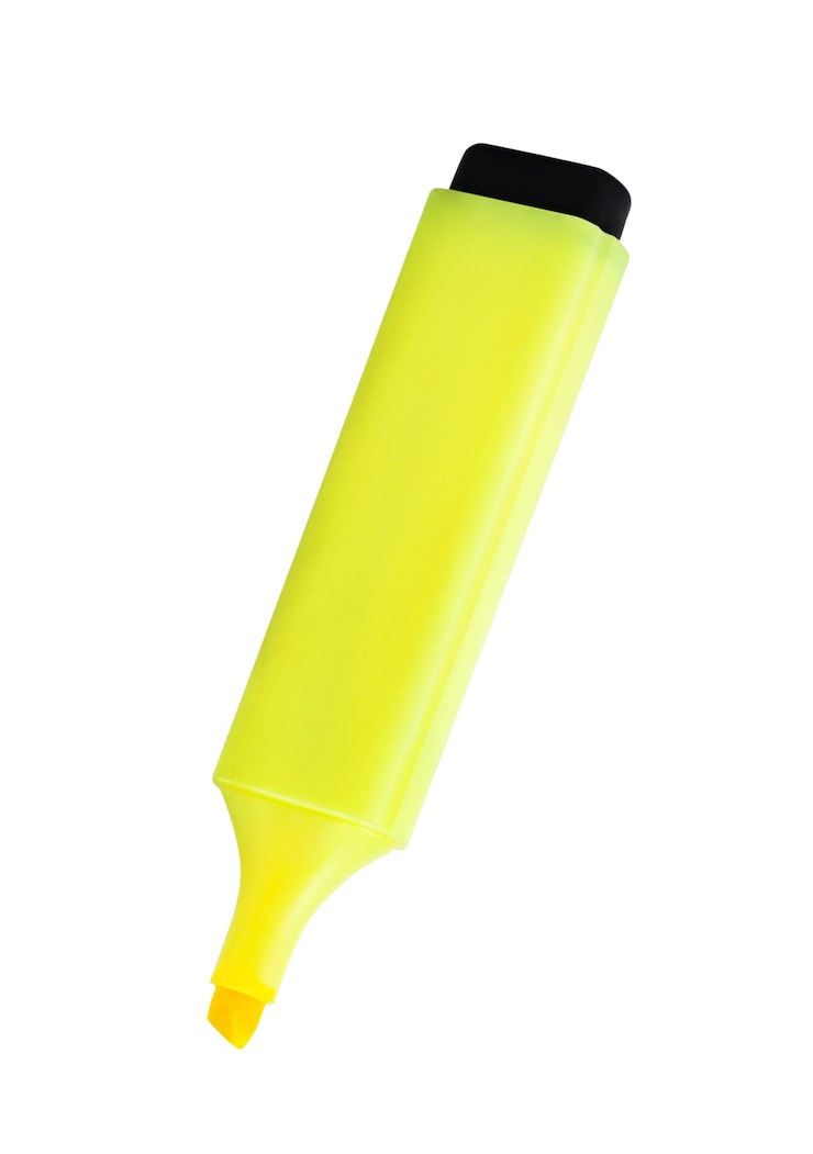 Yellow highlighter isolated on white background