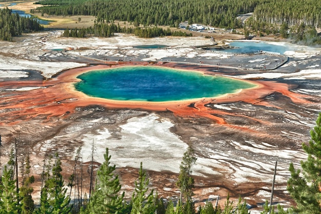 Yellowstone Grand Prismatic Spring veduta aerea del paesaggio