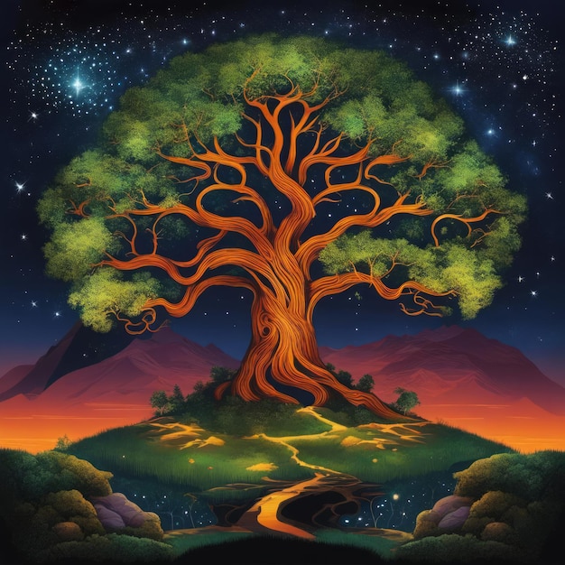 Yggdrasil l'illustrazione dell'albero del mondo