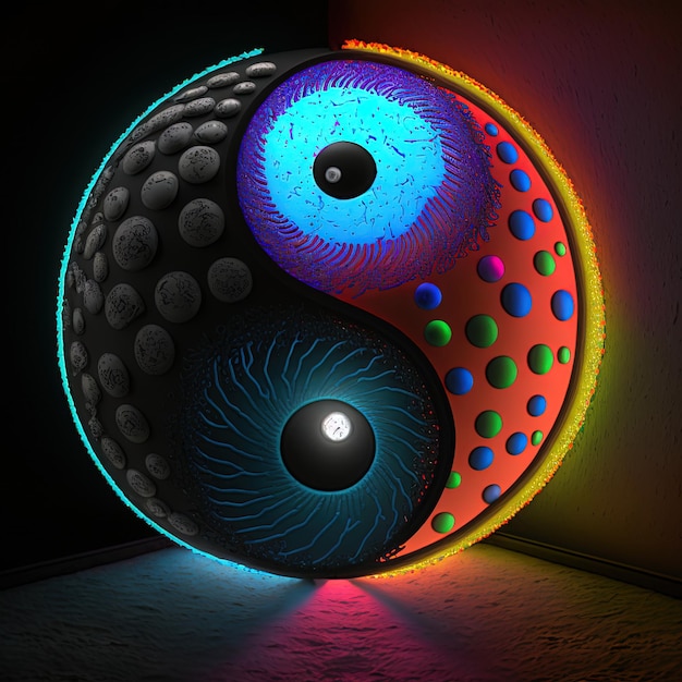 Yin e Yang colorati fatti di combinazioni di colori. Simbolo di armonia