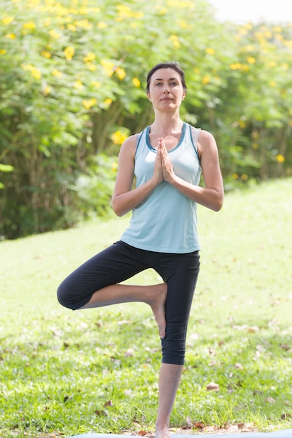 Yoga delle donne nel parco