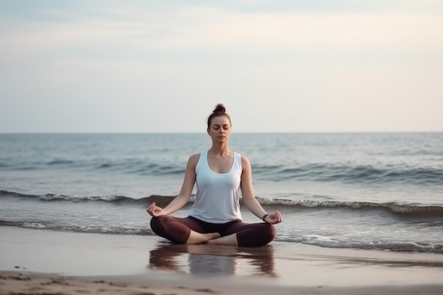 Yoga di pratica della donna caucasica Generare Ai