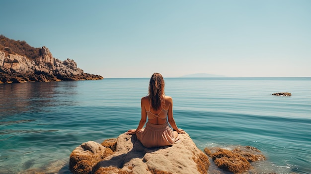 Yoga Vista posteriore con lo splendido paesaggio