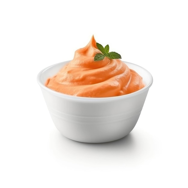 Yogurt alla carota e yogurt con sfondo bianco isolato