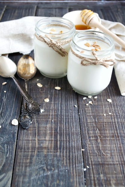 Yogurt fatto in casa con farina d'avena e miele