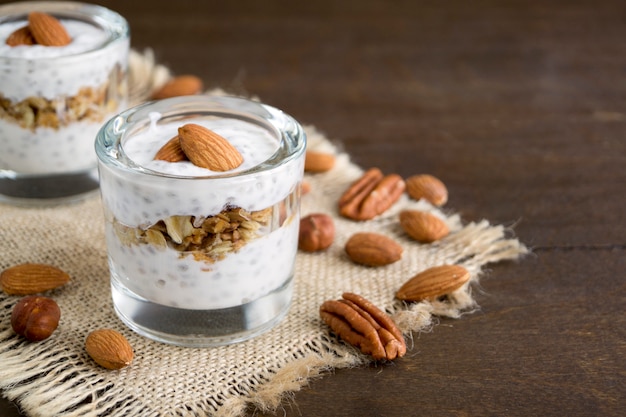 Yogurt naturale con semi di Chia e muesli.