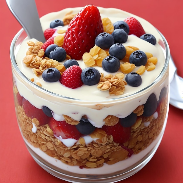 Yogurt Parfait con frutta e granola generato dall'AI