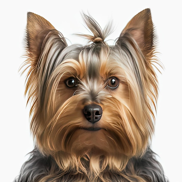 Yorkshire Terrier cane isolato su sfondo bianco IA generativa