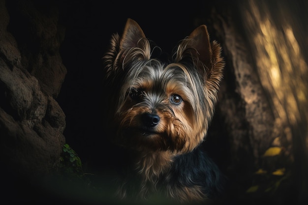 Yorkshire terrier ritratto in natura Concetto di vita animale cura salute e animali domestici