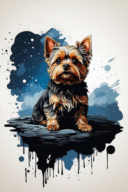 Yorkshire Terrier sfondo di vernice