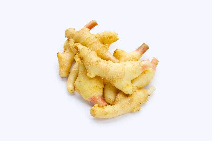 Photo young ginger on white background.