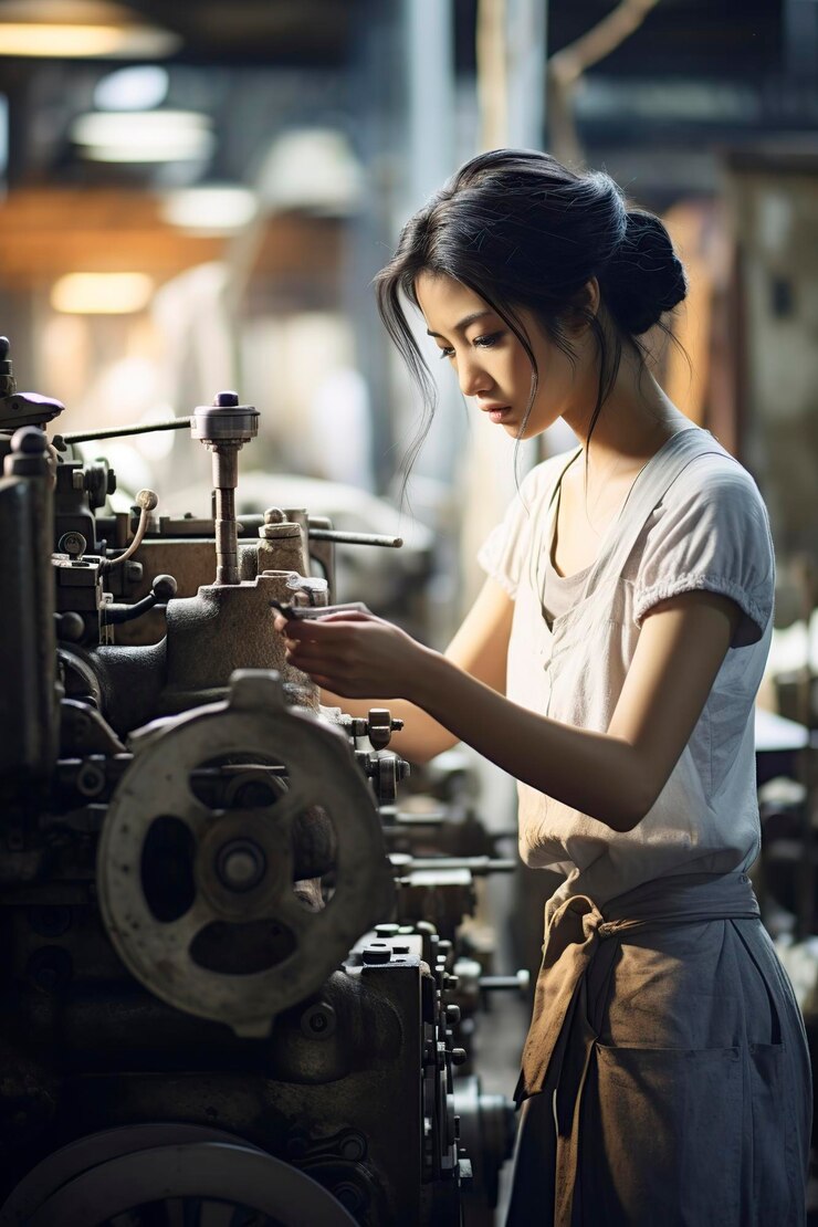 young woman working in the factory