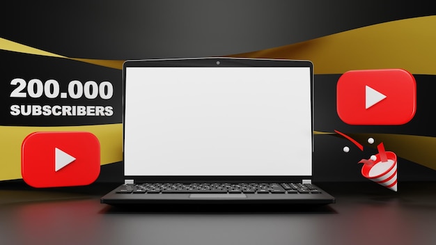 Youtube Iscriviti Congratulazioni in Laptop