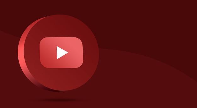 Youtube logo design minimale sul cerchio 3d