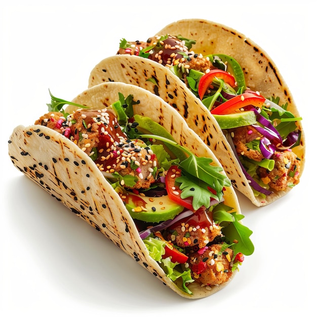 Yummy Fufu Tacos isolati su sfondo bianco