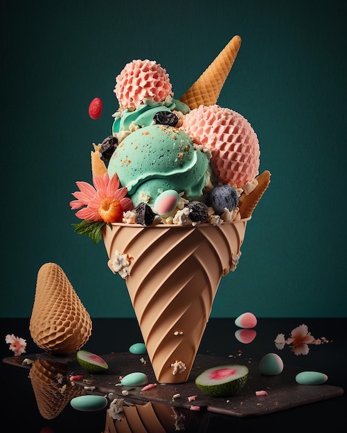 Yummy gelato food photography food styling AI Generated Photo