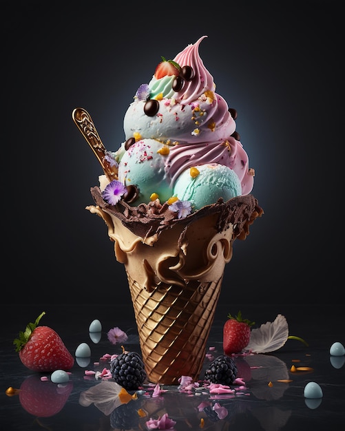 Yummy gelato food photography food styling AI Generated Photo