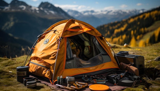 zaino da alpinista aperto leggero sacco a pelo per tenda stufa portatile bottiglia d'acqua e mappa