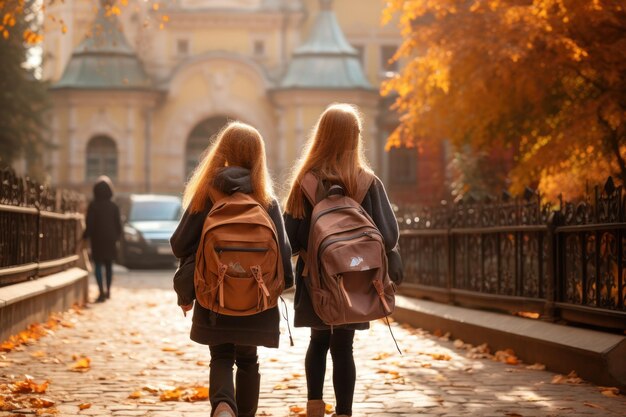 Zaino per il rientro a scuola per andare a scuola insieme IA generativa