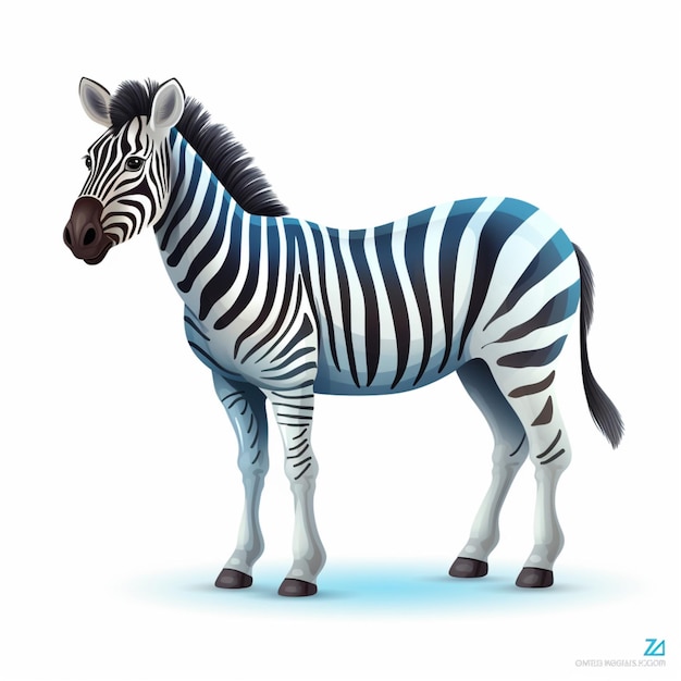 Zebra 2d illustrazione vettoriale di cartoni animati su sfondo bianco h