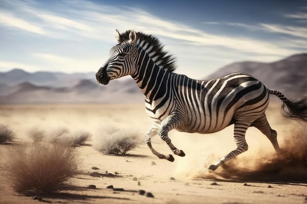 Zebra che attraversa la savana africana Creato con tecnologia AI generativa