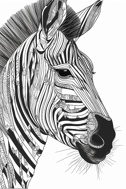 Zebra con un motivo sulla testa ai generativa