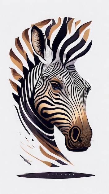 Zebra dipinta con inchiostro su uno sfondo bianco Illustrazione vettoriale