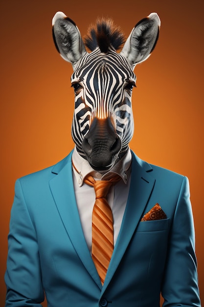 Zebra in abbigliamento d'affari su uno sfondo pulito