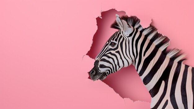 zebra in carta di colore pastello lato foro strappato isolato generativo Ai