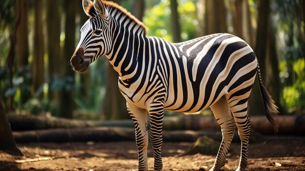 Zebra in piedi nella foresta dello zoo brasiliano