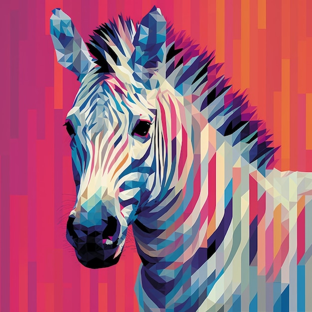 Zebra Pixel Art su sfondo a tinta unita