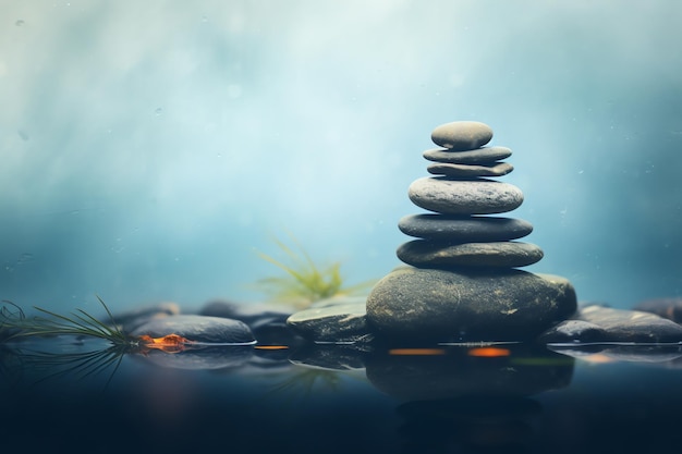 Zen ispirato a pietre impilate sfondo di auto-cura