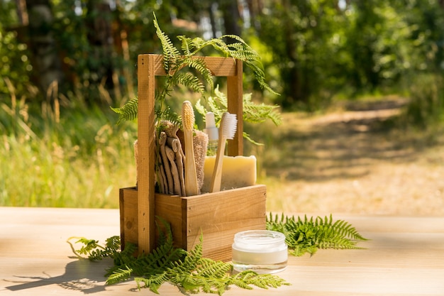 Zero rifiuti accessori per il bagno spa concetto di cura del corpo stile di vita ecologico