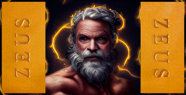 Zeus Dio. Mitologia greca. Padre degli dei e degli uomini. Re degli dei. Dio del cielo, tuono ed energia.