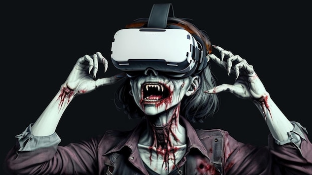 Zombie che sperimenta la realtà virtuale con gli occhiali