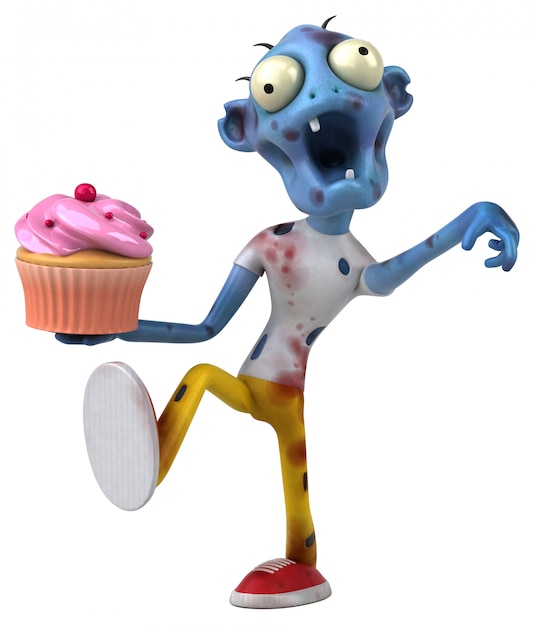 Zombie divertente con cupcake