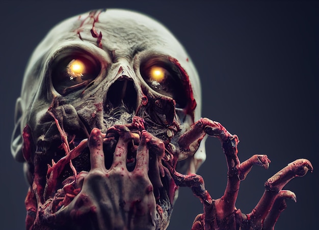 Zombie faccia close up3d illustrazione