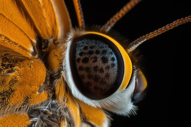 Zoom dettagliato degli occhi insetto con grandi occhi neri zoom microfotografia