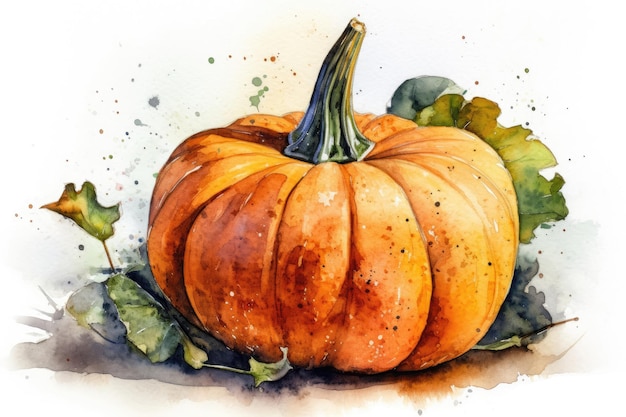 Zucca arancione dell'acquerello