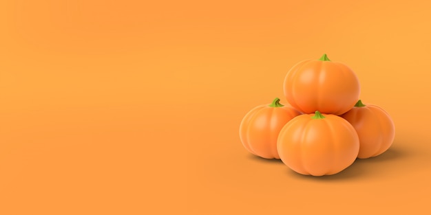 Zucca arancione su una priorità bassa arancione. 3D-rendering.