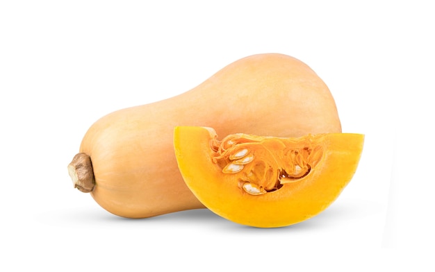 Zucca butternut isolata su sfondo bianco white